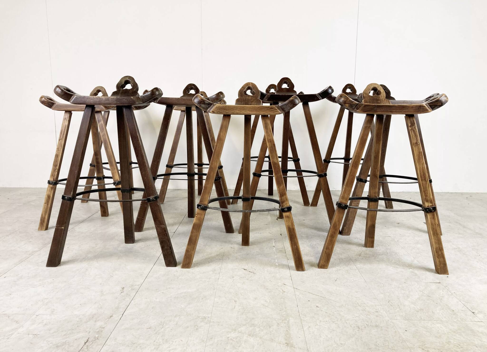 Mid century brutalist bar stools, 1960s