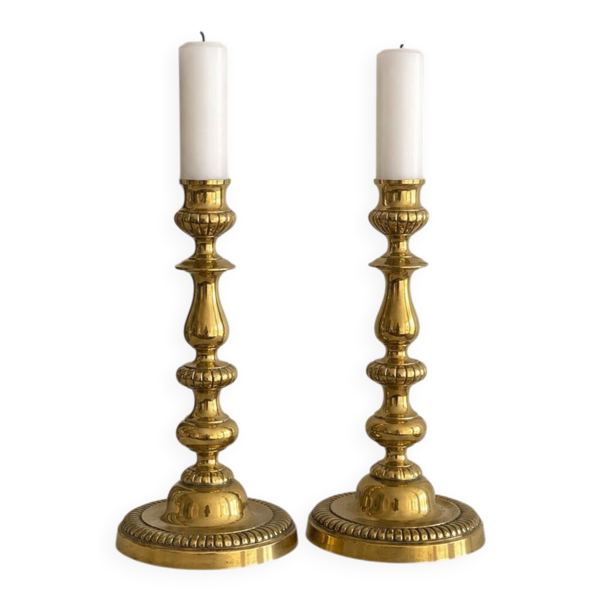 Pair of brass candlesticks in Louis Philippe style