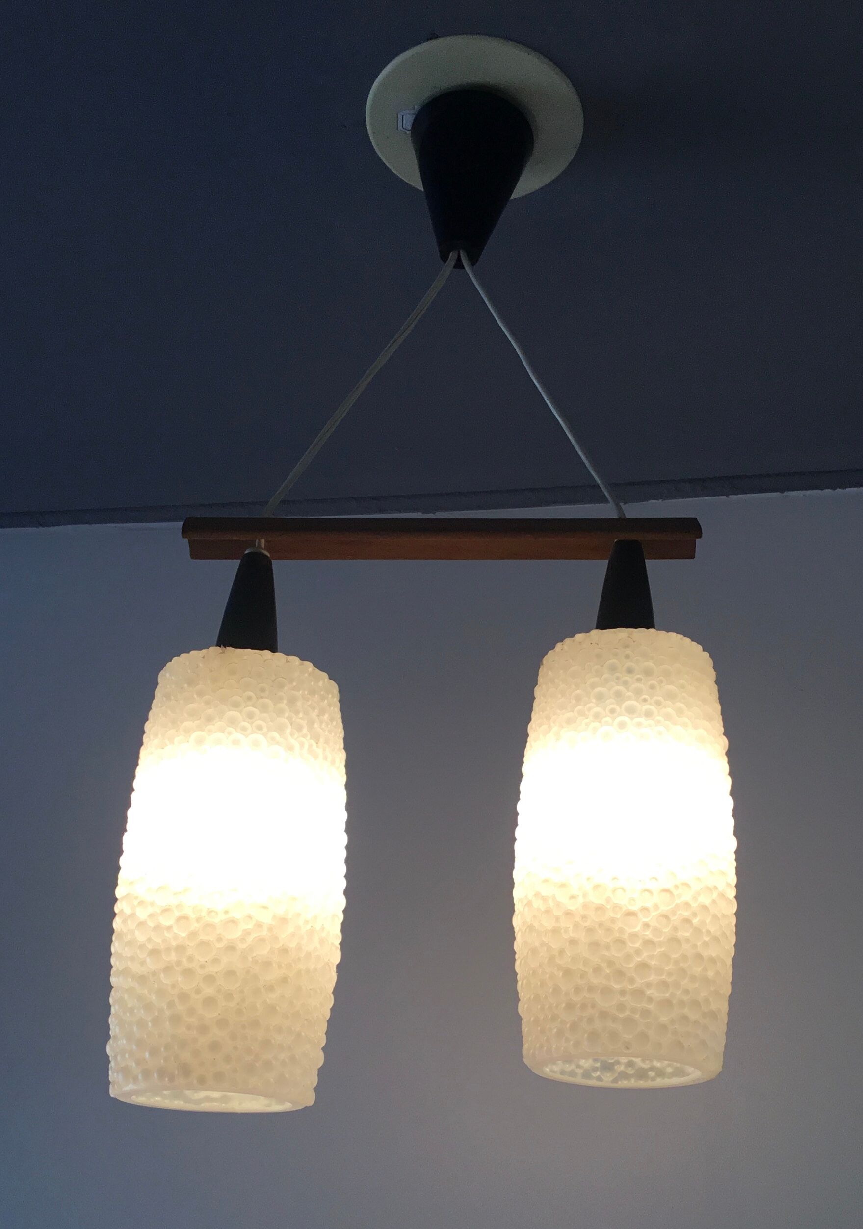 Scandinavian bubble suspension light 2 bulbs - 1960