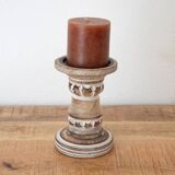 Vintage Rustic Wooden Candle Holder, Hand Carved, Country Farmhouse Style