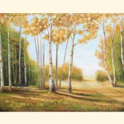 Cuadro con paisaje de álamos pintado al oleo sobre lienzo. Oil painting