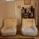 2 fauteuils/ chauffeuses vintage années 70 en laine