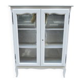 Ancienne vitrine en bois peint gris