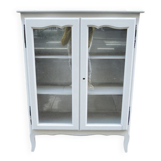 Ancienne vitrine en bois peint gris