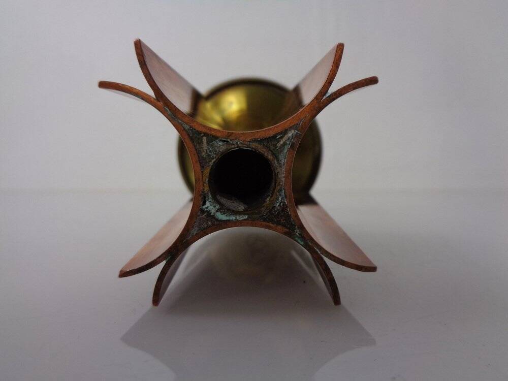 Vintage German Brutalist Candleholder in Copper and Brass, 1960s