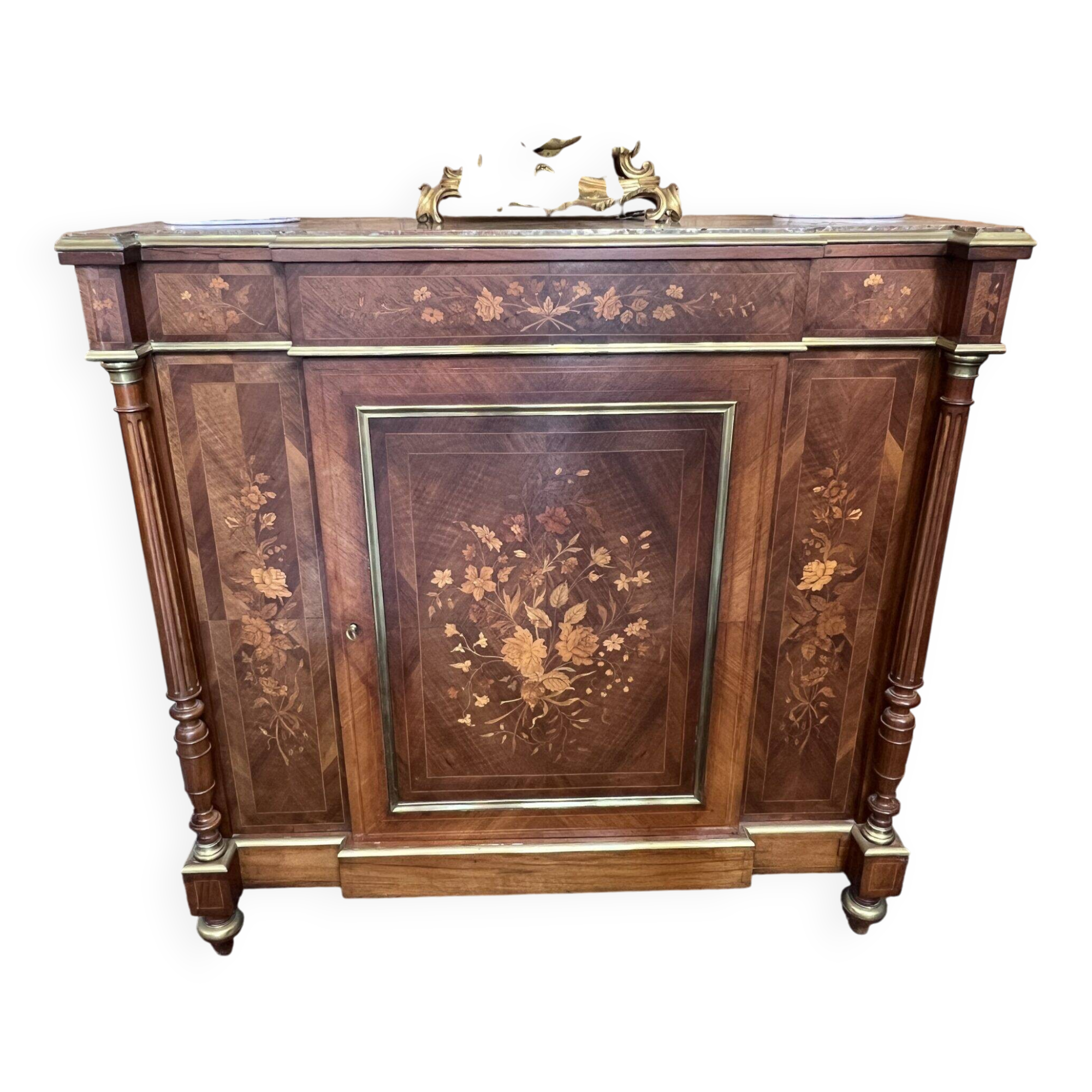 Napoleon III sideboard, rosewood and floral marquetry, 19th century