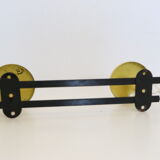 Wall coat rack in yellow and black metal, vintage