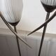 1950s Modernist Floor Lamp with Reading Light, brass and filigree glass.
