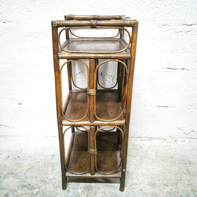 Small rattan and wood shelf