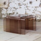 Smoked plexiglass nesting tables, 1970