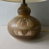 Ceramic lamp from the 60s, decoration flowers, Scandinavian, signed