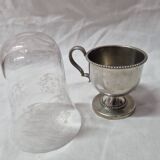Engraved glass and glass holder early 20th century