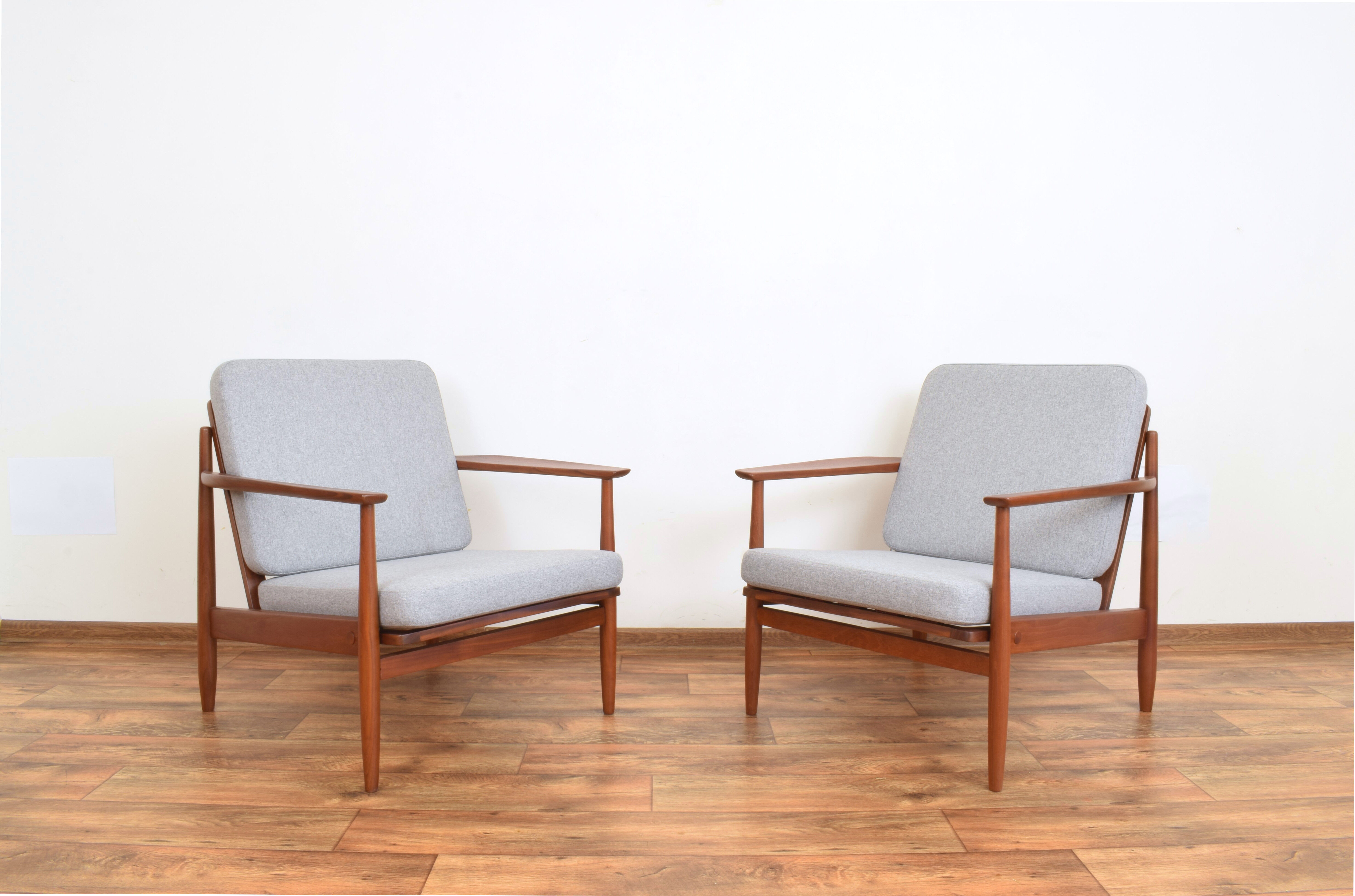 Danish teak lounge chairs, set of 2.