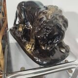 Large statue of a reclining lion - antique plaster