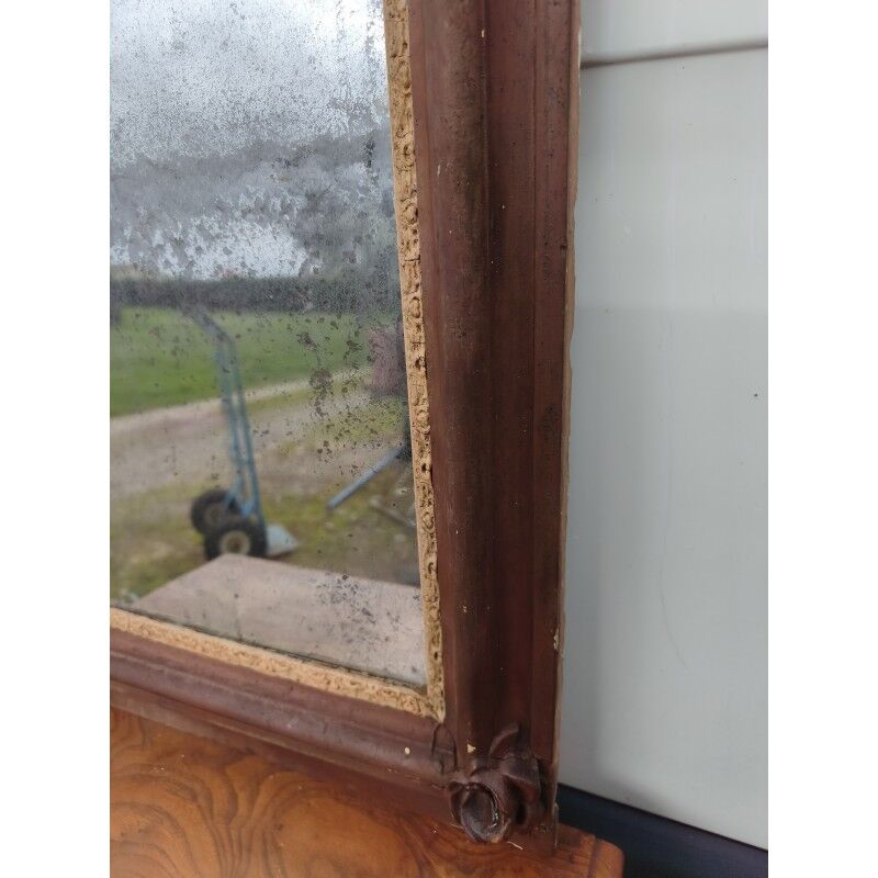 Miroir de cheminée 19ème bois et stuc