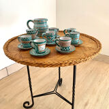 Rattan and wrought iron side table
