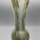 Vase in white opaline blown glass and green, yellow, blue polychrome shades