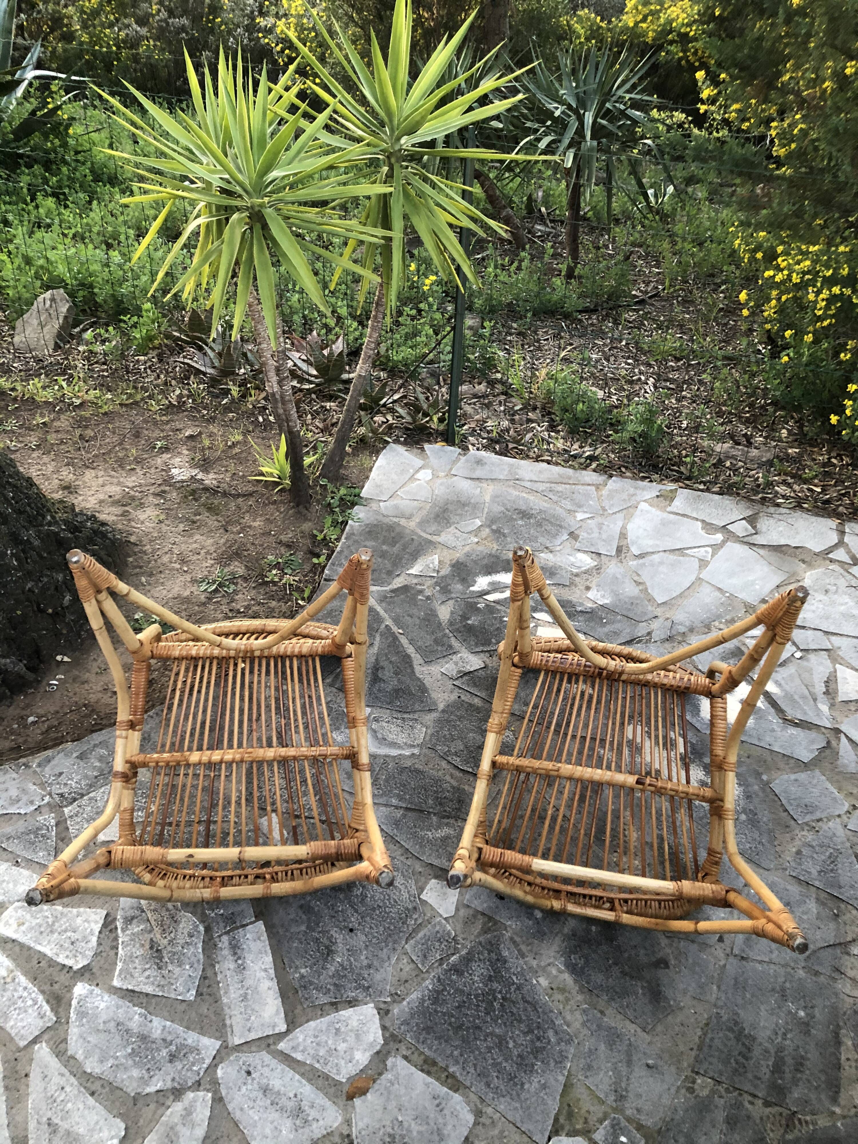 Pair of rattan chairs 60s