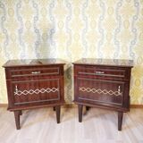 Pair of Vintage Wooden Nightstands: Mid-Century Modern Bedside Tables