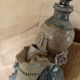 Lampe grès, câble tissu 2 M, abat-jour cordes  1960