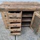 Old established a door and five drawers raw wood