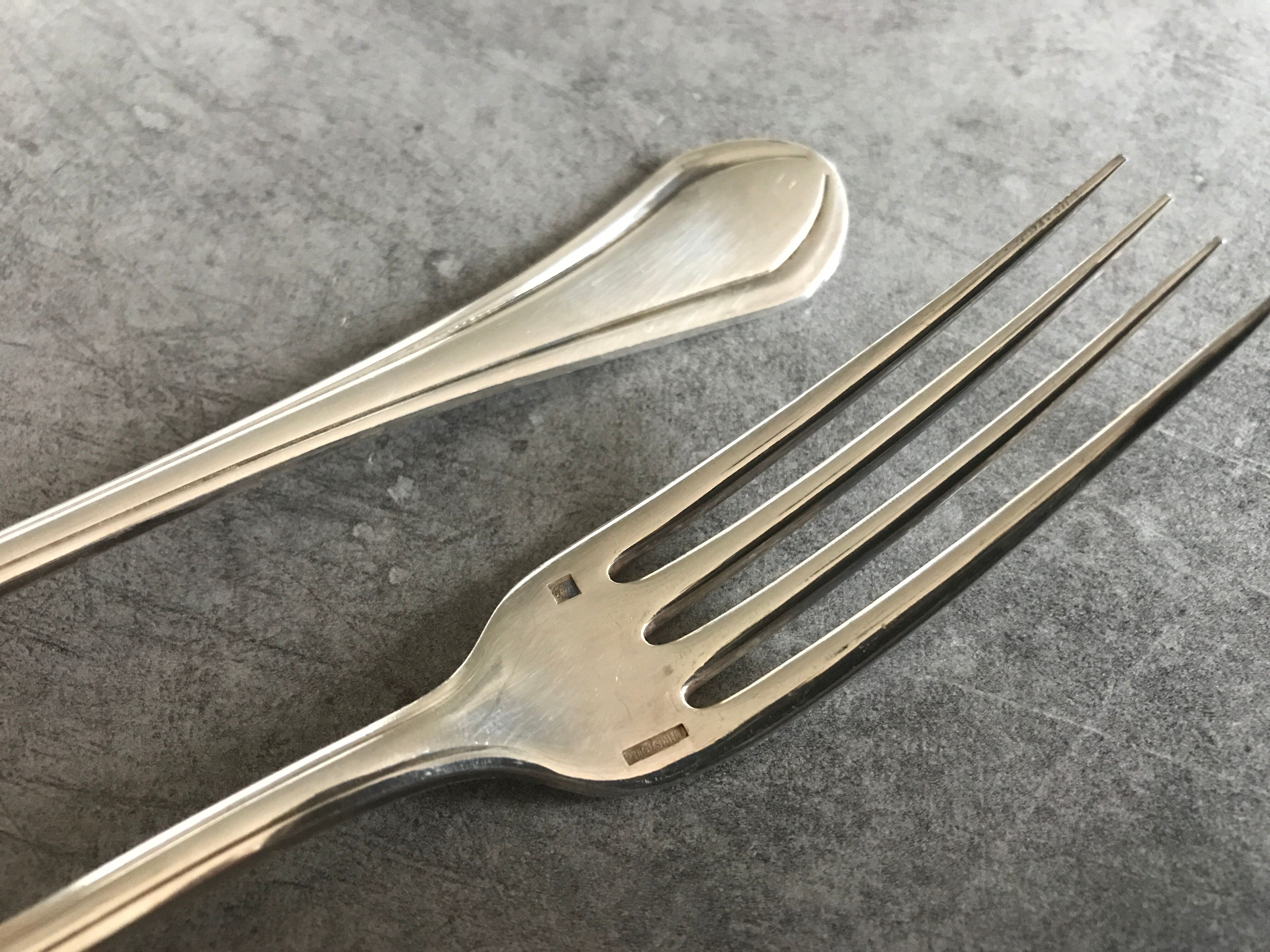 Case with cutlery christofle fork and spoon in silver metal