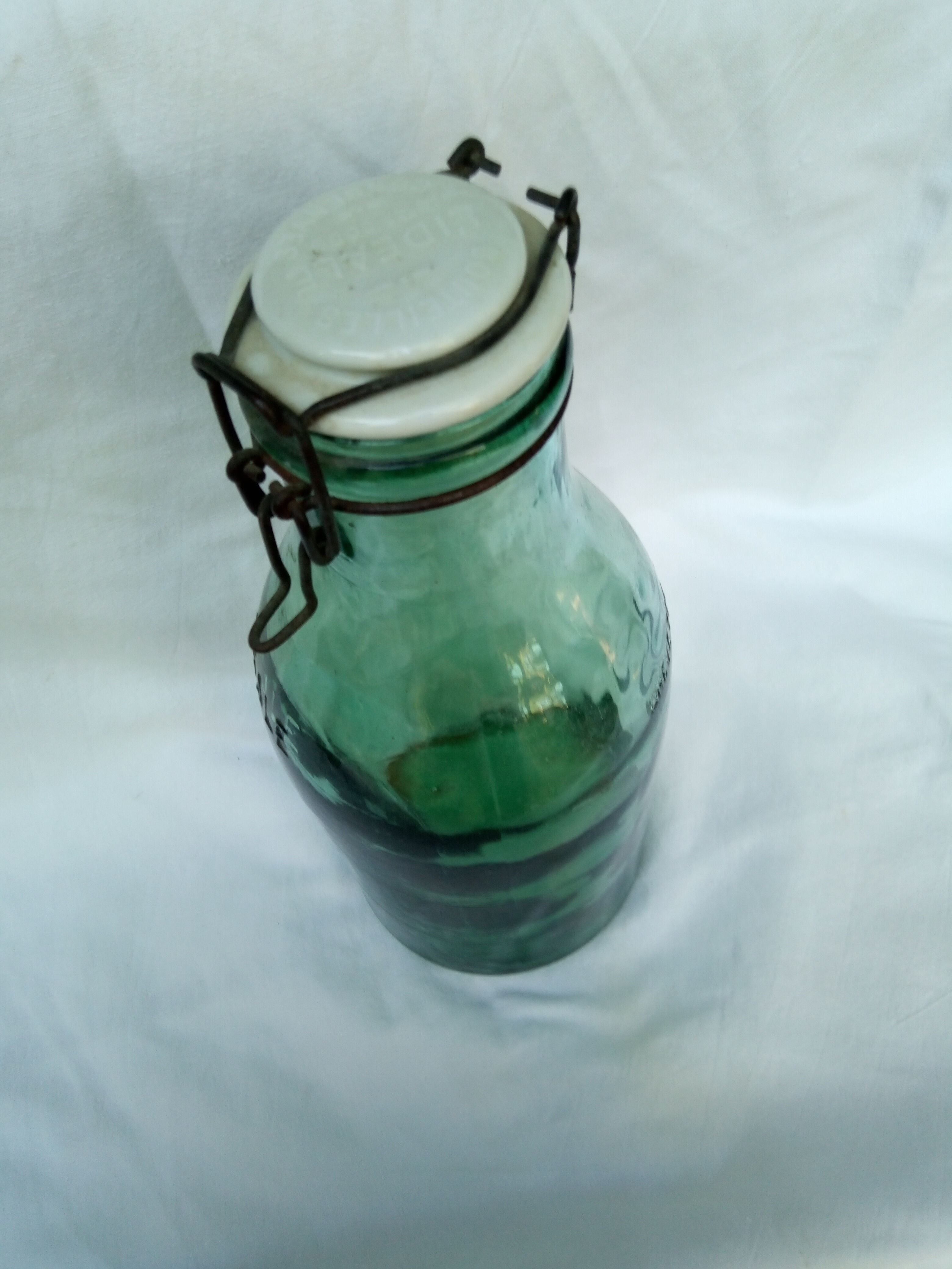 Old glass bottle porcelain cap, 2 liters