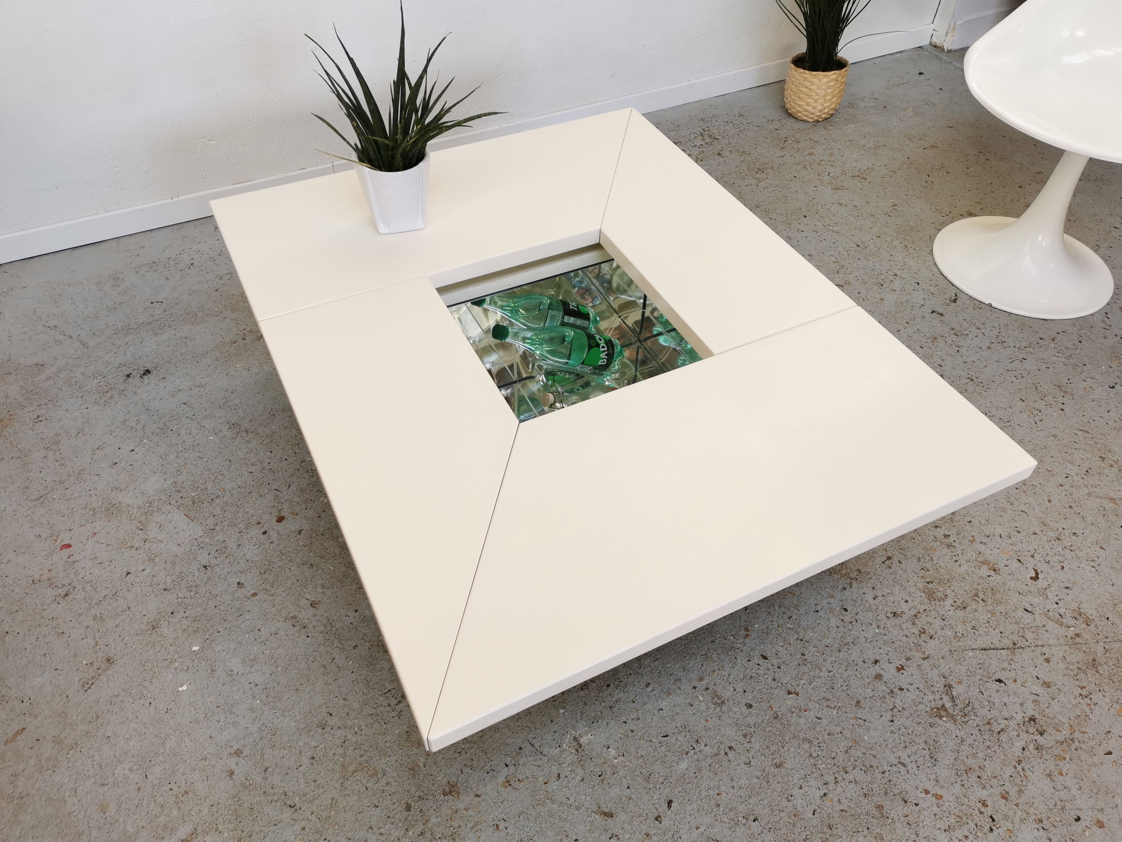 Table basse bar vintage Roches Bobois design Paul Michel 1970