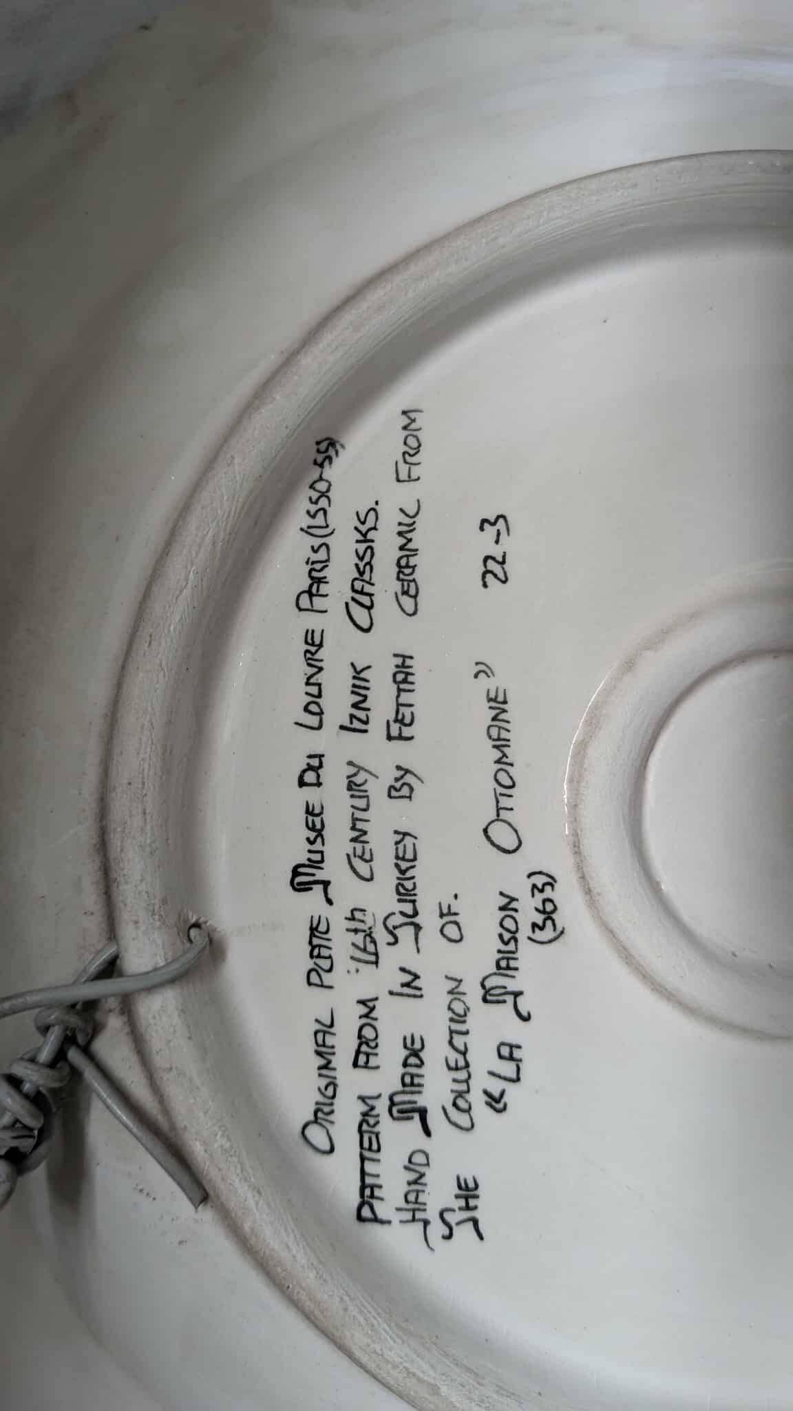 Assiette en céramique Iznik Classks