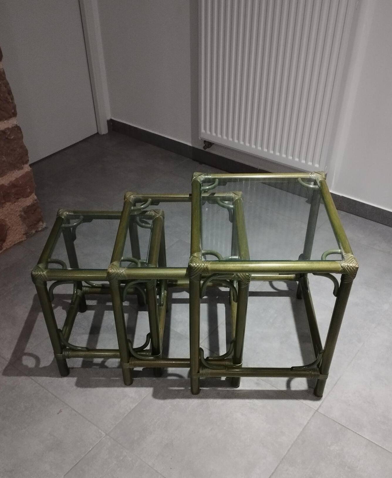 Vintage nesting table, in green colour.