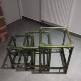 Vintage nesting table, green color
