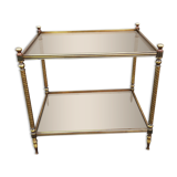 Vintage brass side table and 2 smoked glass trays