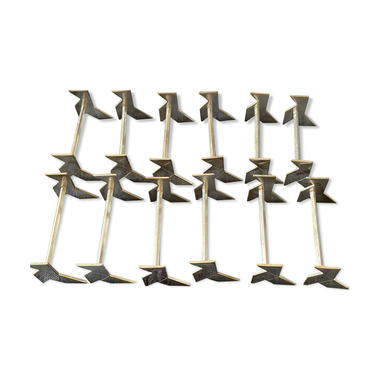 Lot of 12 carries silver metal knives Vulcan art nouveau model origami