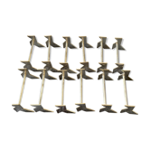 Lot of 12 carries silver metal knives Vulcan art nouveau model origami