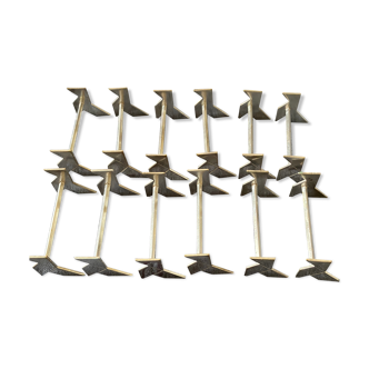 Lot of 12 carries silver metal knives Vulcan art nouveau model origami
