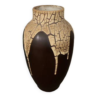 Puisaye sandstone Léon Pointu vase in brown ceramic