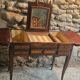 French marquetry dressing table, circa 1900, with adjustable mirror and storage.