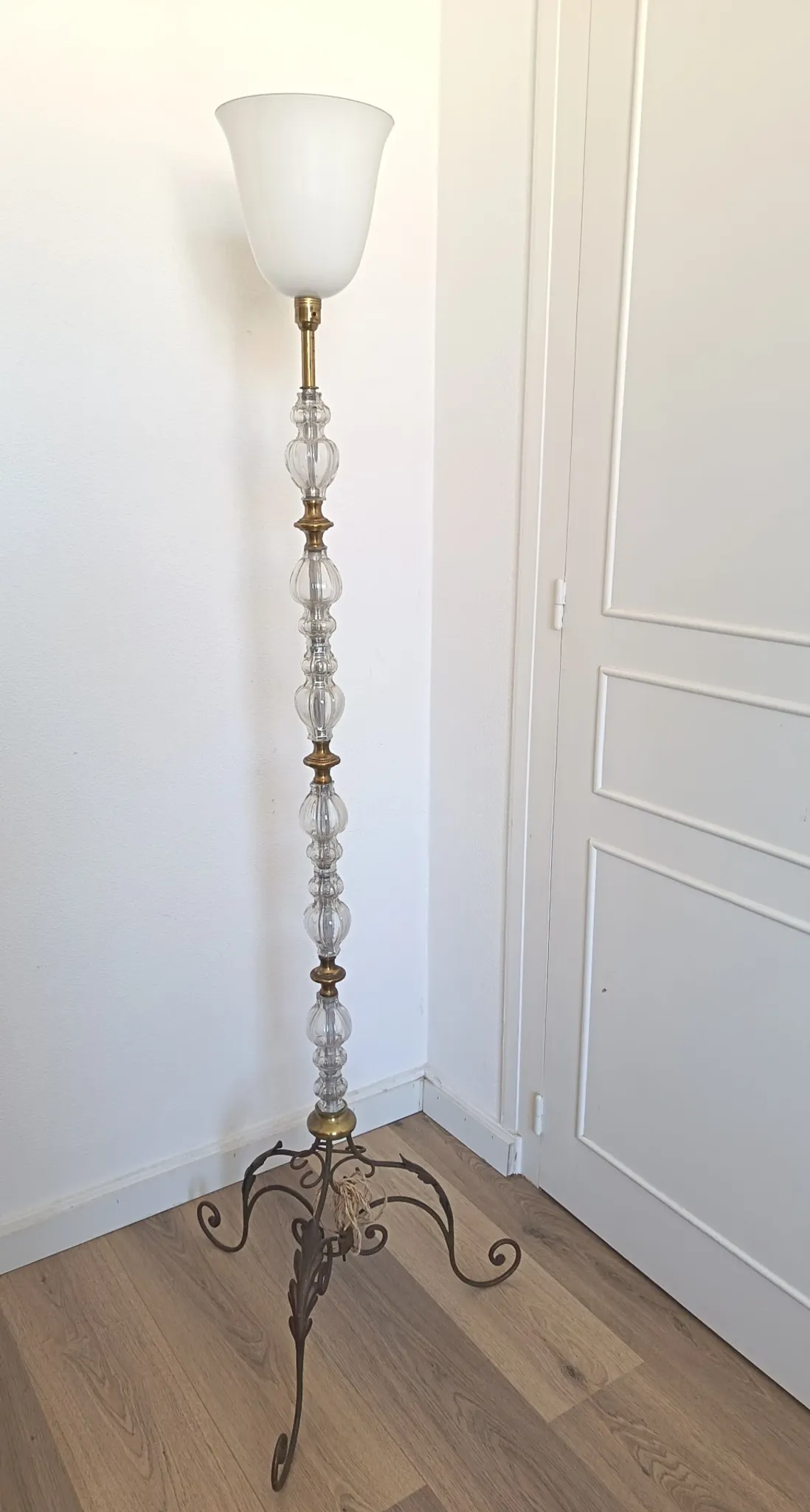 Bronze and glass floor lamp