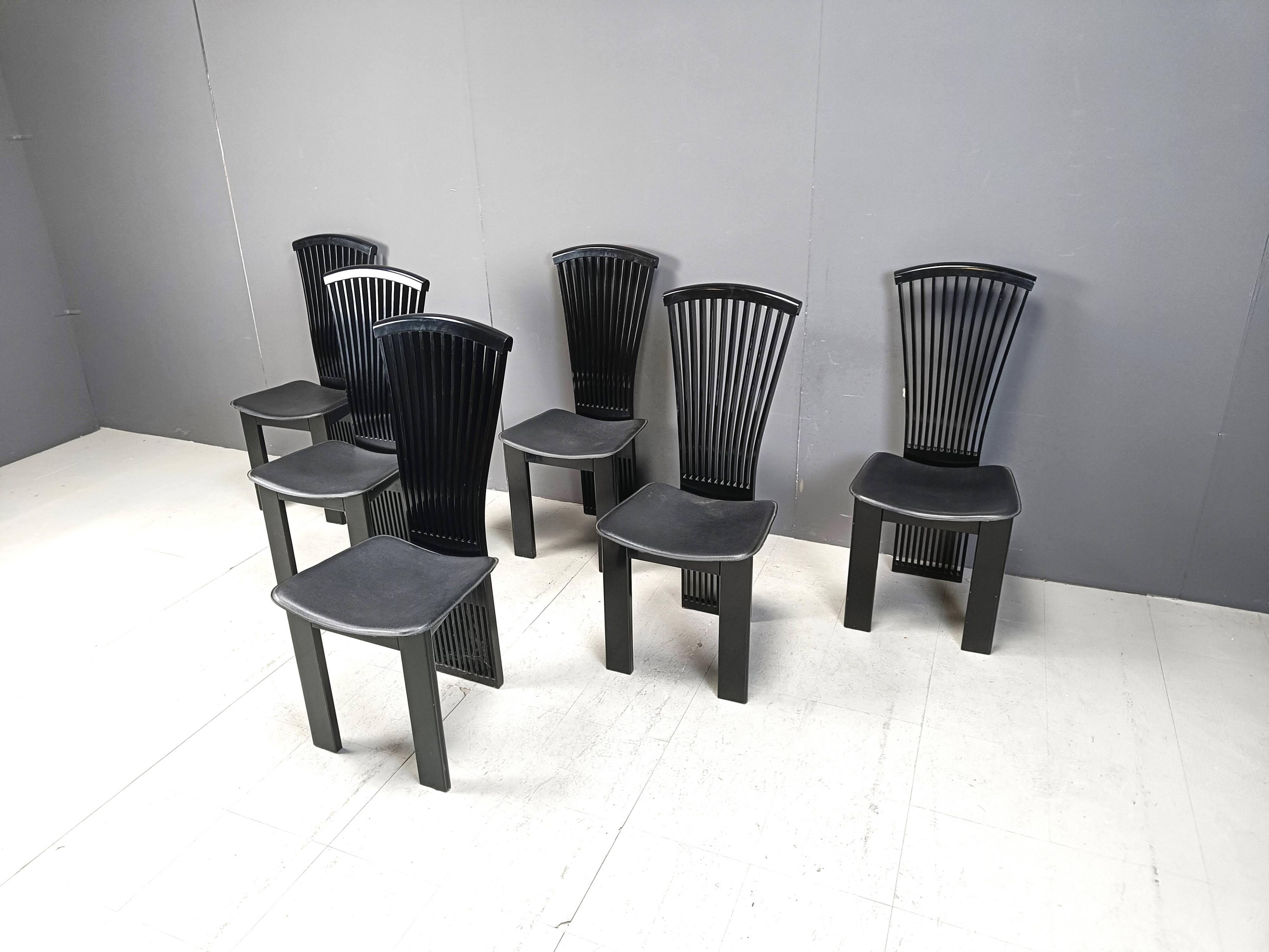 Chaises de salle à manger post-modernes de Pietro Costantini, années 1980, lot de 6