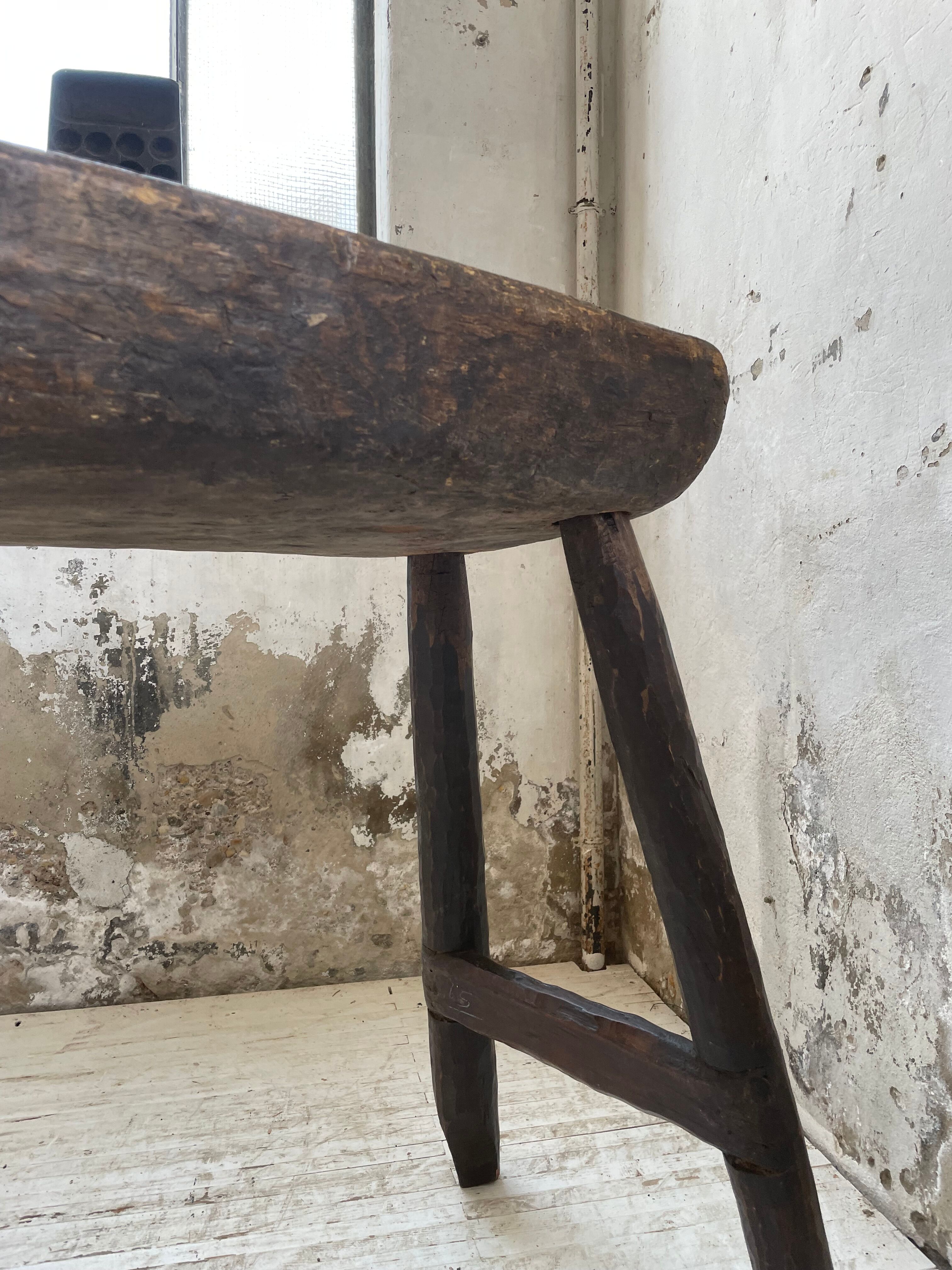 Brutalist solid wood console