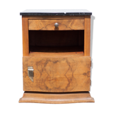 art deco bedside table, art deco nightstand wood and black marble, side table, sofa end
