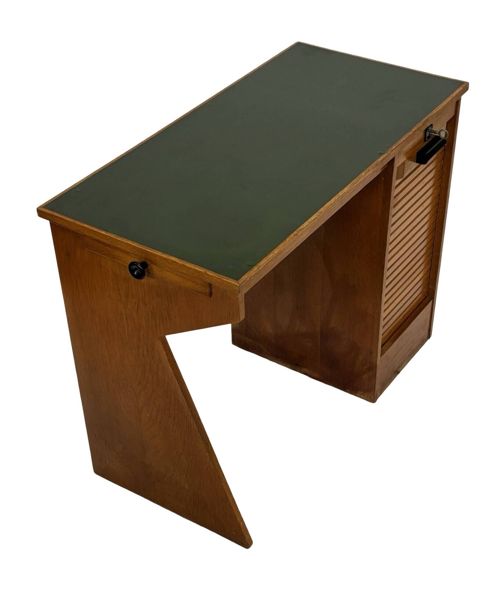 Art Deco desk, minimalist design in oak, unique 40s design, Netherlands.