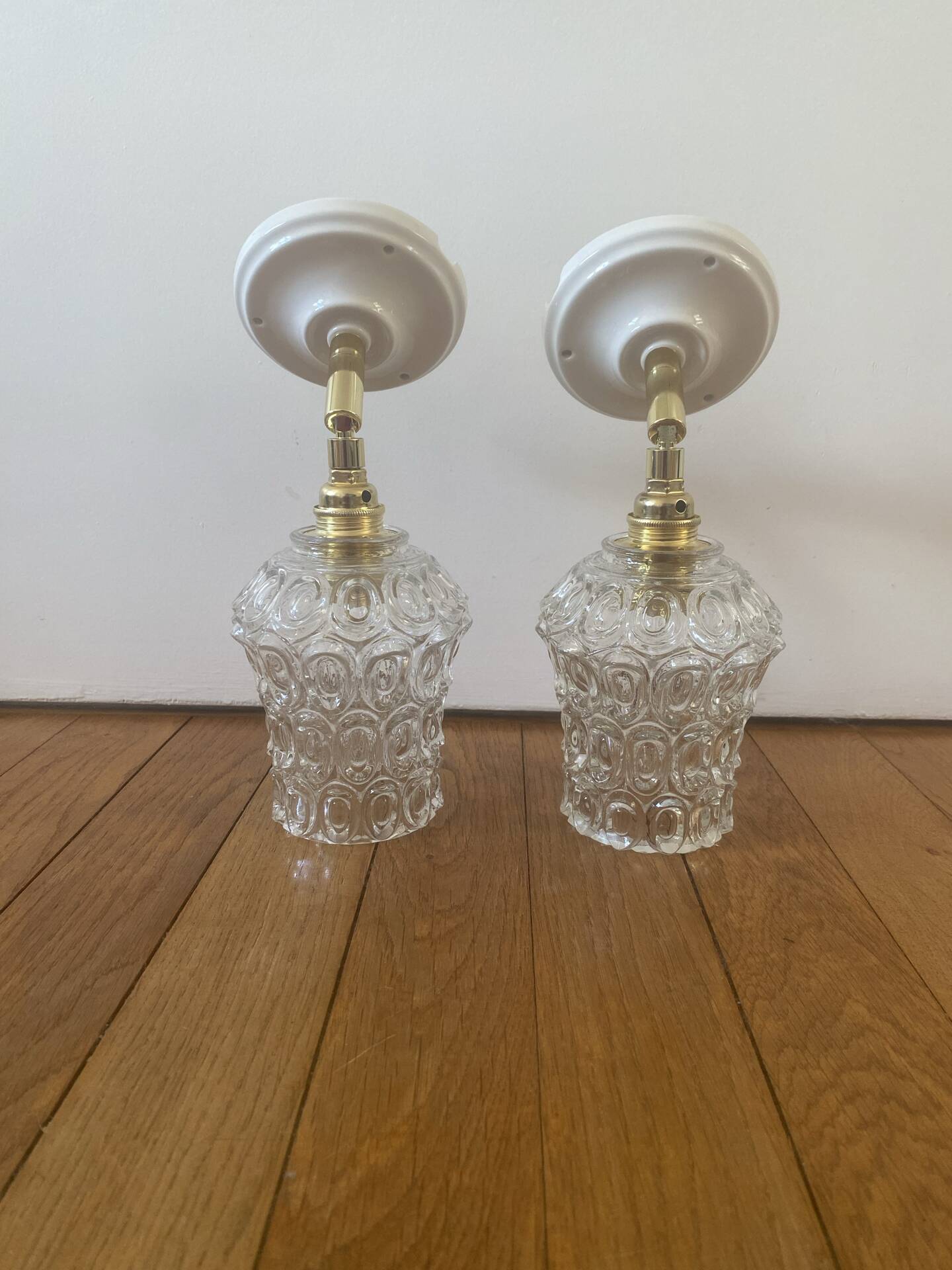 Pair of vintage glass globe wall lights