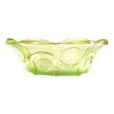 Coupe ovale art déco corbeille en verre vert – décor moulé géométrique 1920-1930