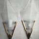 Pair of Art Deco wall sconces in frosted pressed glass.