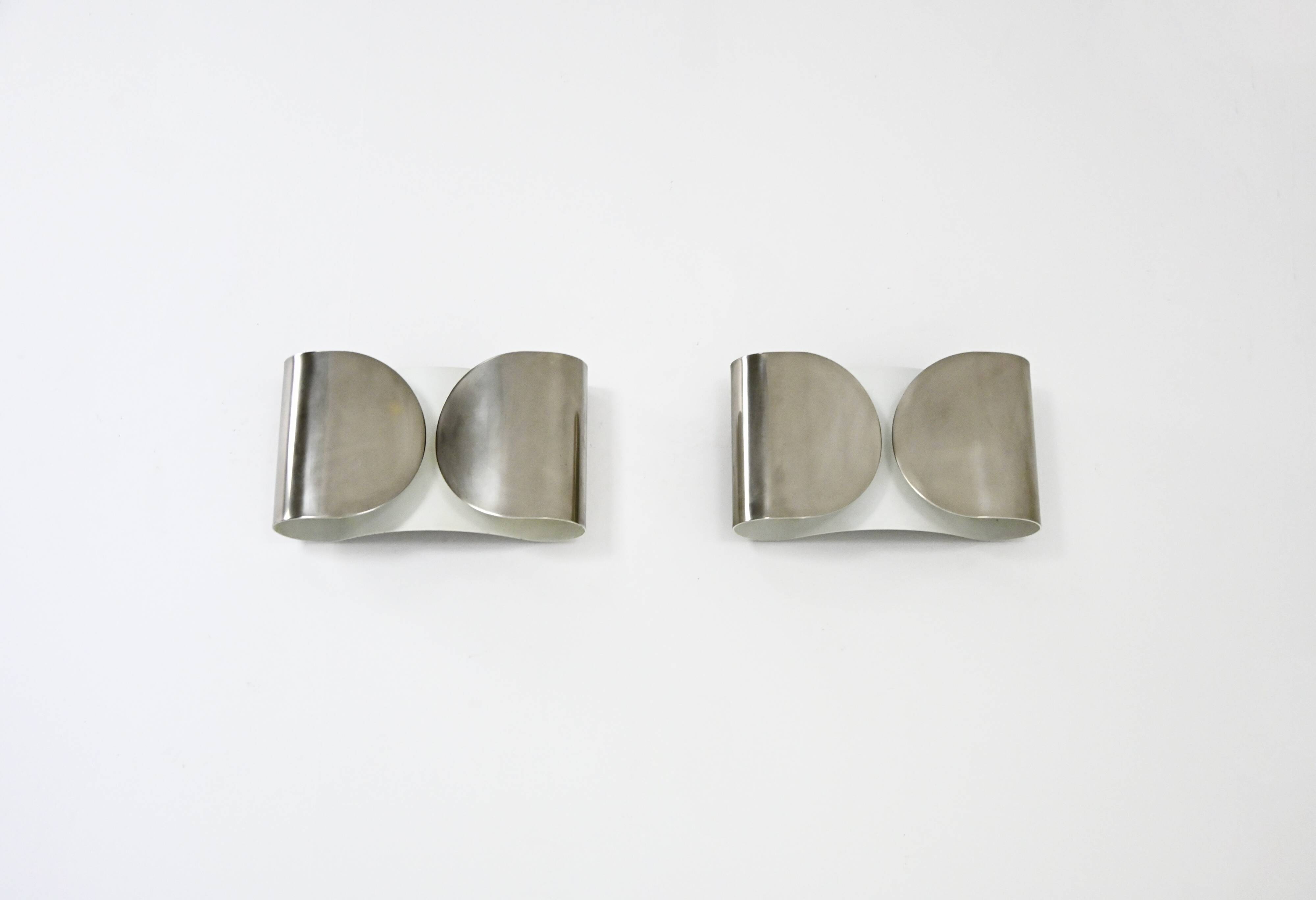 2 "Foglio" wall lights by Tobia & Afra Scarpa for Flos, 1960s.