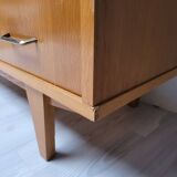 Armoire commode bois et rotin 1960