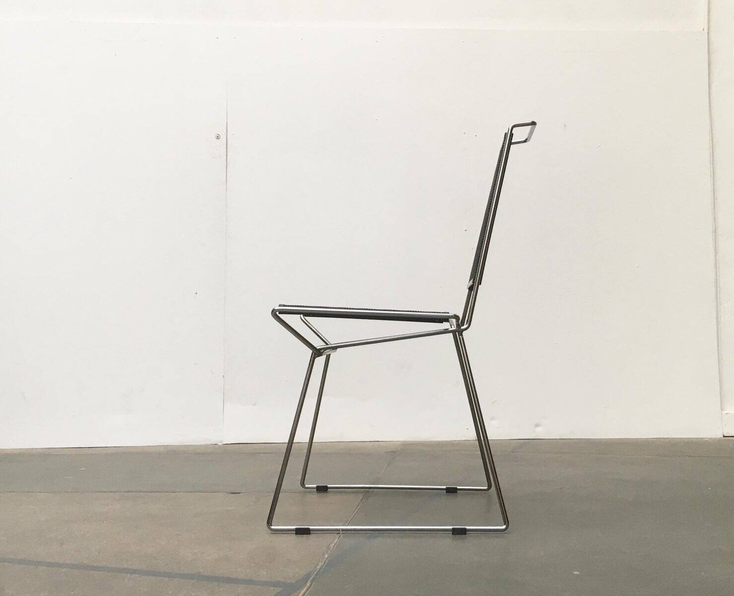Postmodern vintage metal side chair by Rolf Rahmlow, 1980s