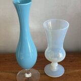 Duo of blue opaline soliflores