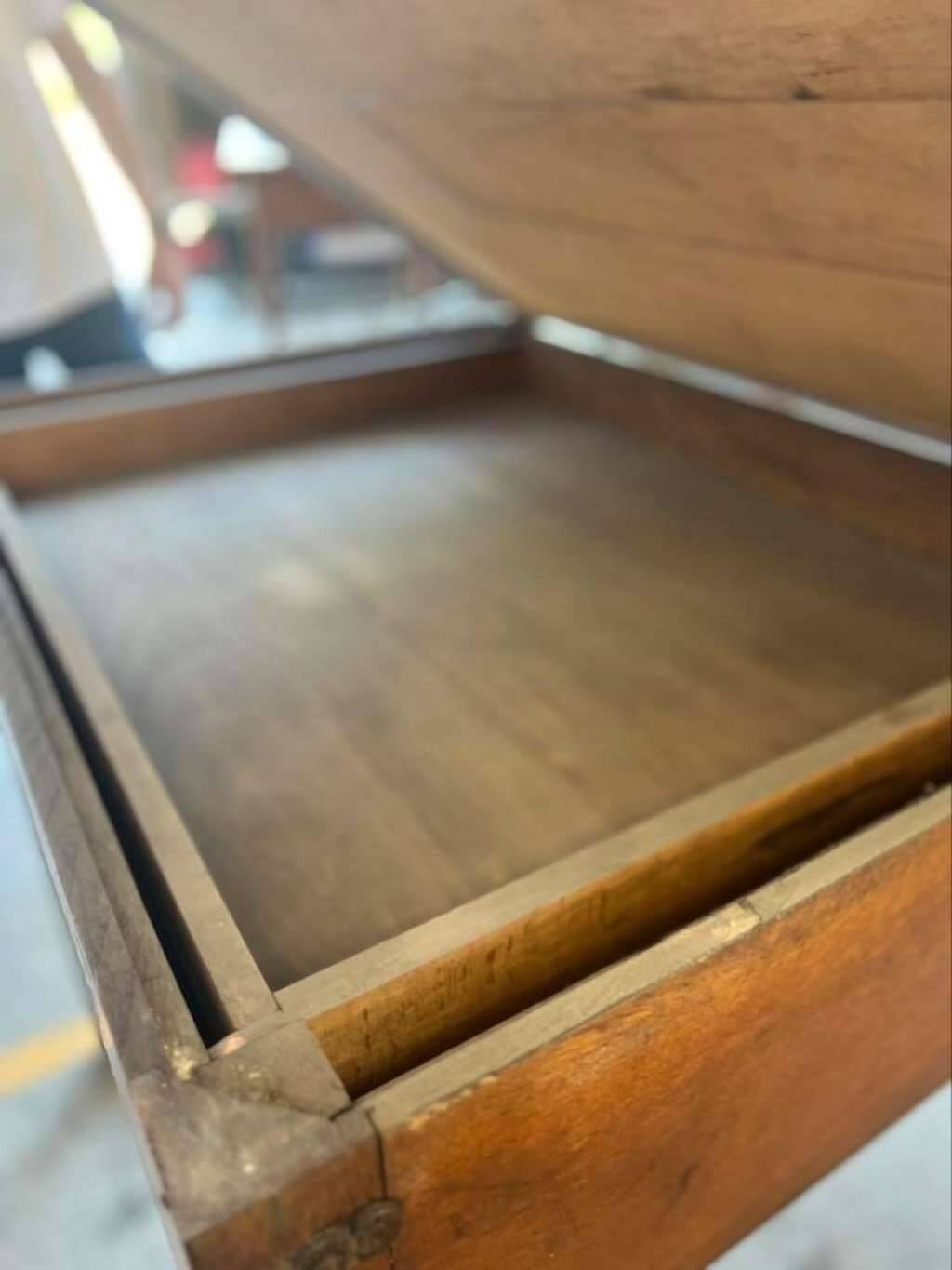 Vintage oak high table / drawing table with deep drawers